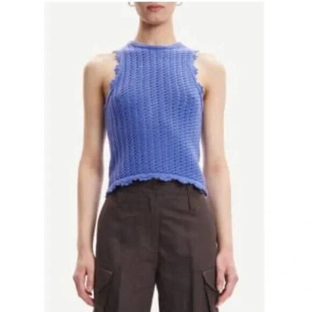 Samsoe Samore Iris Bloom Sleeveless Wool Scallop Trim Joise Top $350 Size M NWT!